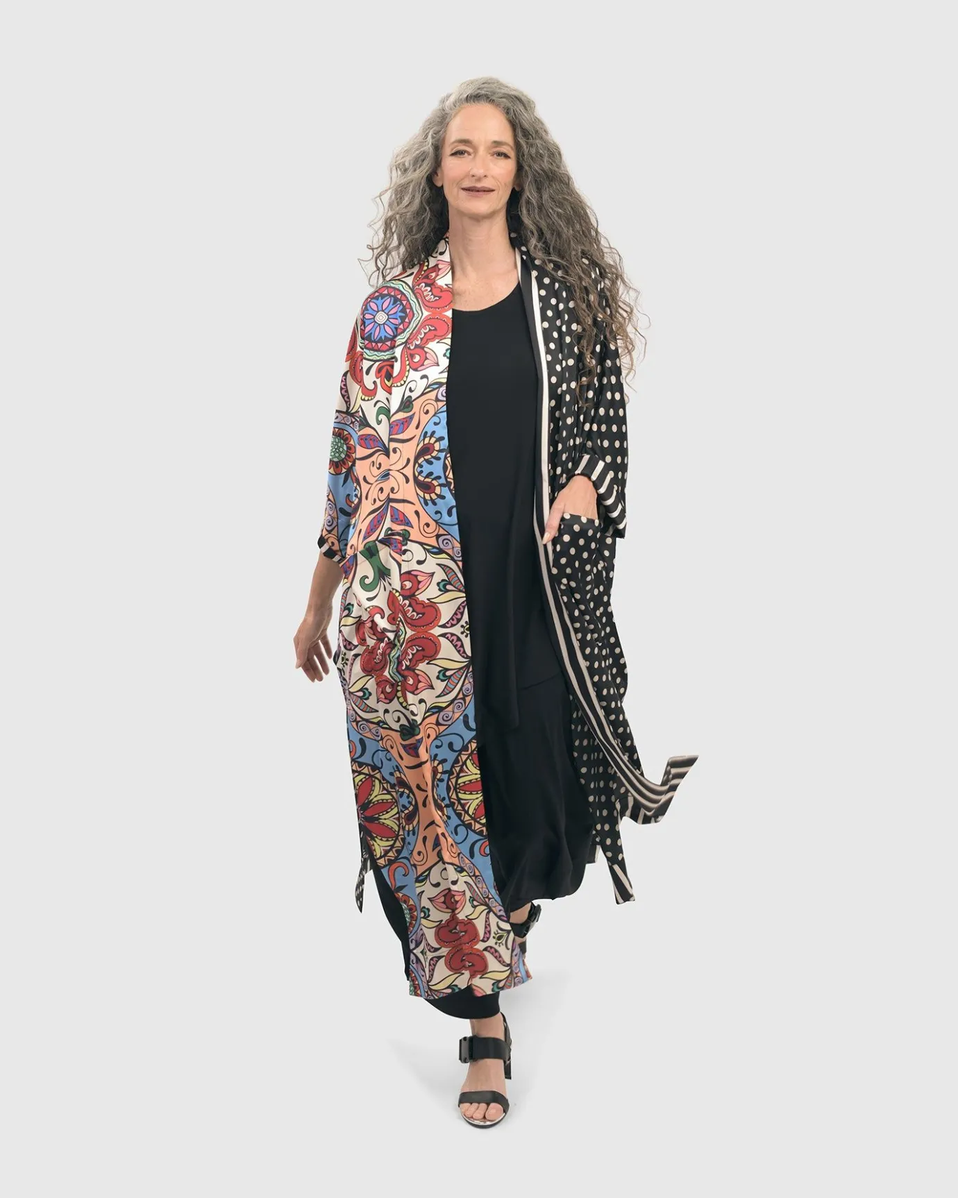 Women Alembika Plus<Paisley Dot Long Kimono Jacket, Multi