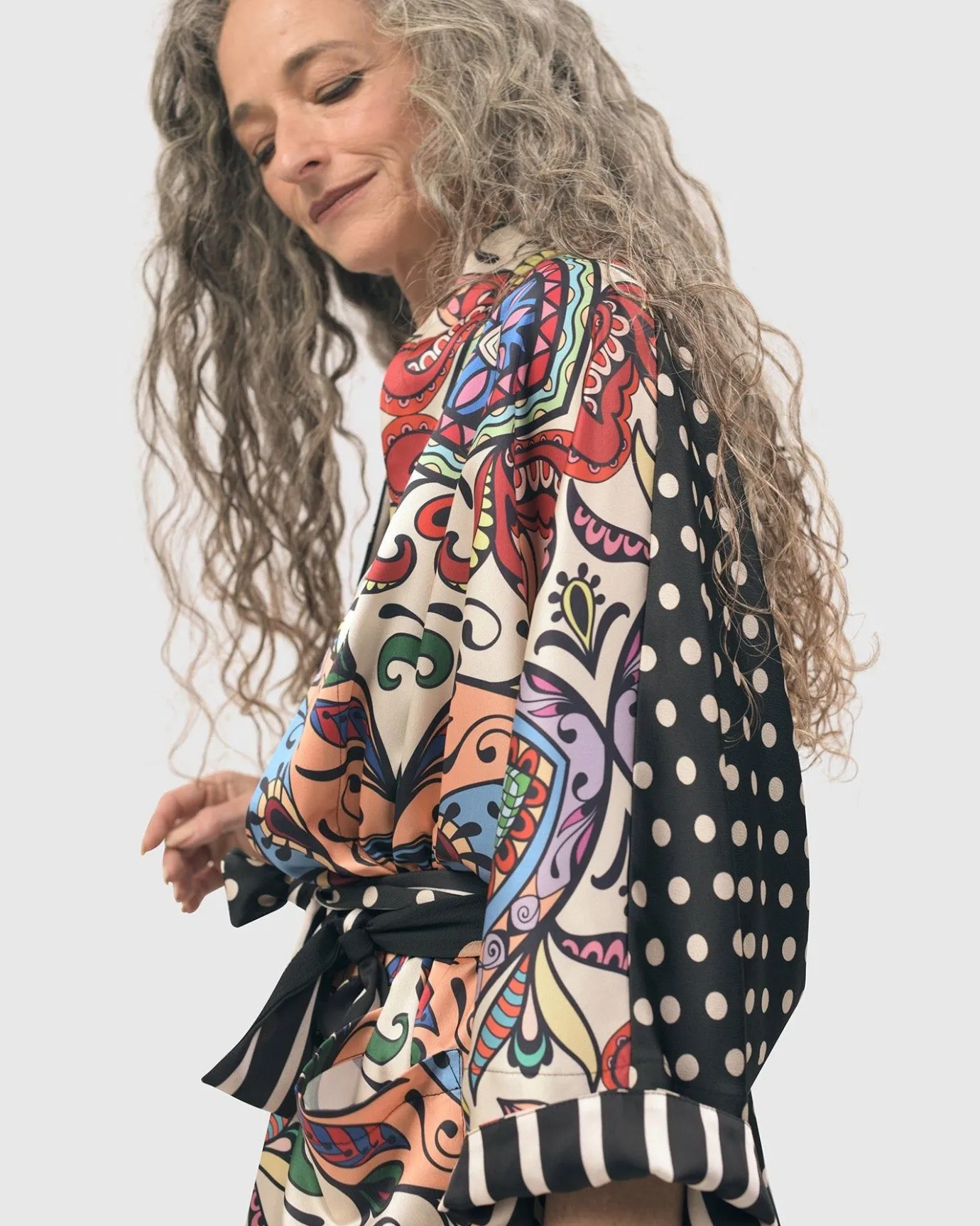Women Alembika Plus<Paisley Dot Long Kimono Jacket, Multi