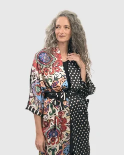Women Alembika Plus<Paisley Dot Long Kimono Jacket, Multi