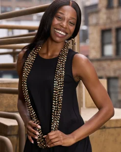 Women Alembika Accessories<Pashmina Bead Necklace, Gold/Black