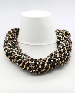 Women Alembika Accessories<Pashmina Bead Necklace, Gold/Black