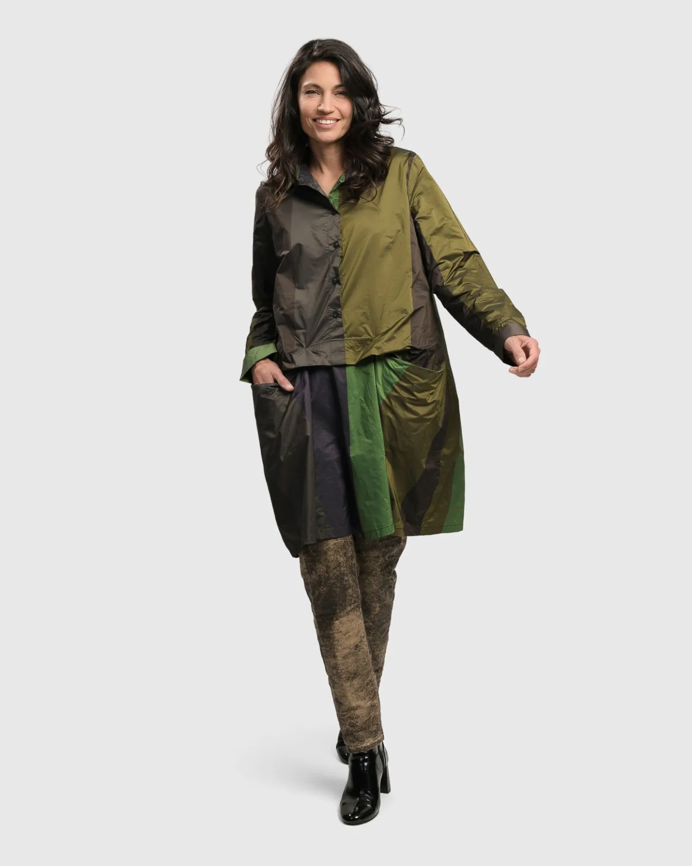 Women Alembika Tops & Tunics<Patio Stones Button Down Tunic Top, Forest