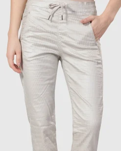 Women Alembika Pants & Skirts<Pinstripe Iconic Stretch Jeans, Pearl/White