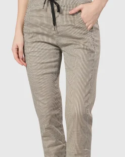 Women Alembika Pants & Skirts<Pinstripe Iconic Stretch Jeans, Khaki