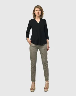 Women Alembika Pants & Skirts<Pinstripe Iconic Stretch Jeans, Khaki