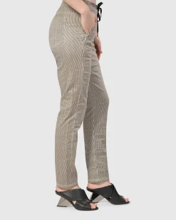 Women Alembika Pants & Skirts<Pinstripe Iconic Stretch Jeans, Khaki