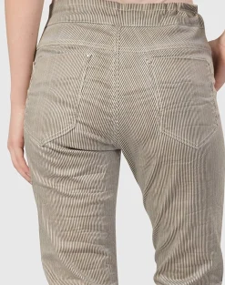 Women Alembika Pants & Skirts<Pinstripe Iconic Stretch Jeans, Khaki