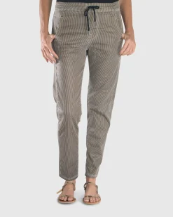 Women Alembika Pants & Skirts<Pinstripe Iconic Stretch Jeans, Coffee