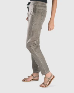 Women Alembika Pants & Skirts<Pinstripe Iconic Stretch Jeans, Coffee