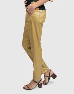 Women Alembika Plus<Pinstripe Iconic Stretch Jeans, Gold