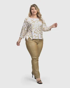 Women Alembika Pants & Skirts<Pinstripe Iconic Stretch Jeans, Gold