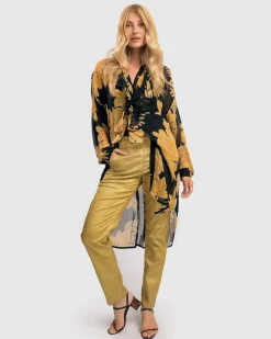Women Alembika Pants & Skirts<Pinstripe Iconic Stretch Jeans, Gold