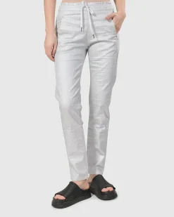 Women Alembika Pants & Skirts<Pinstripe Iconic Stretch Jeans, Silver/White