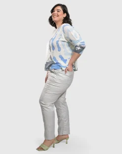 Women Alembika Pants & Skirts<Pinstripe Iconic Stretch Jeans, Silver/White