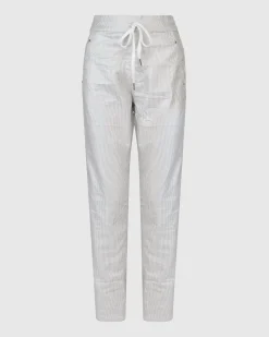 Women Alembika Pants & Skirts<Pinstripe Iconic Stretch Jeans, Silver/White