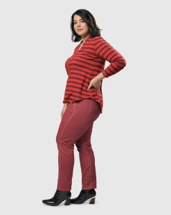 Women Alembika Pants & Skirts<Pinstripe Iconic Stretch Jeans, Wine
