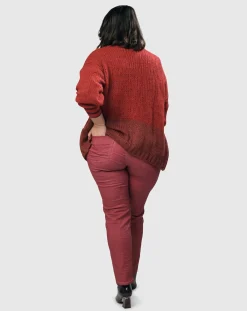 Women Alembika Pants & Skirts<Pinstripe Iconic Stretch Jeans, Wine