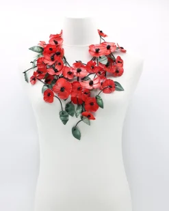 Women Alembika Accessories<Poppy & Green Leaf Necklace, Red