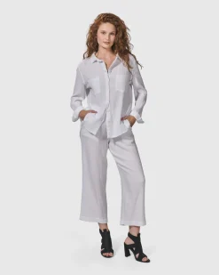 Women Alembika Tops & Tunics<Recreation Button Down Top, White