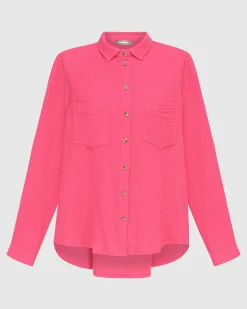 Women Alembika Tops & Tunics<Recreation Button Down Top, Fuchsia