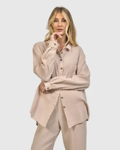 Women Alembika Tops & Tunics<Recreation Button Down Top, Sand
