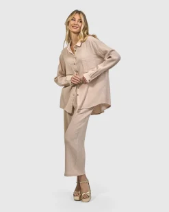 Women Alembika Tops & Tunics<Recreation Button Down Top, Sand