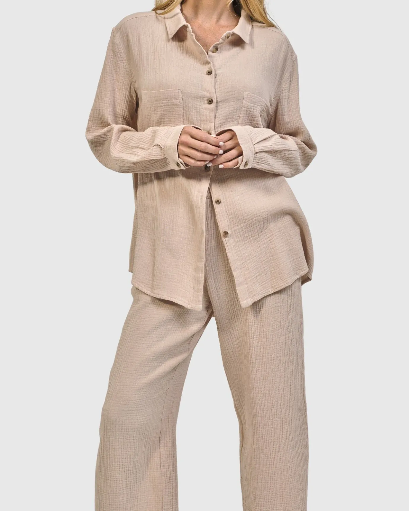 Women Alembika Tops & Tunics<Recreation Button Down Top, Sand