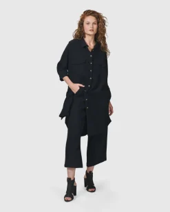 Women Alembika Tops & Tunics<Recreation Shirt Dress, Black