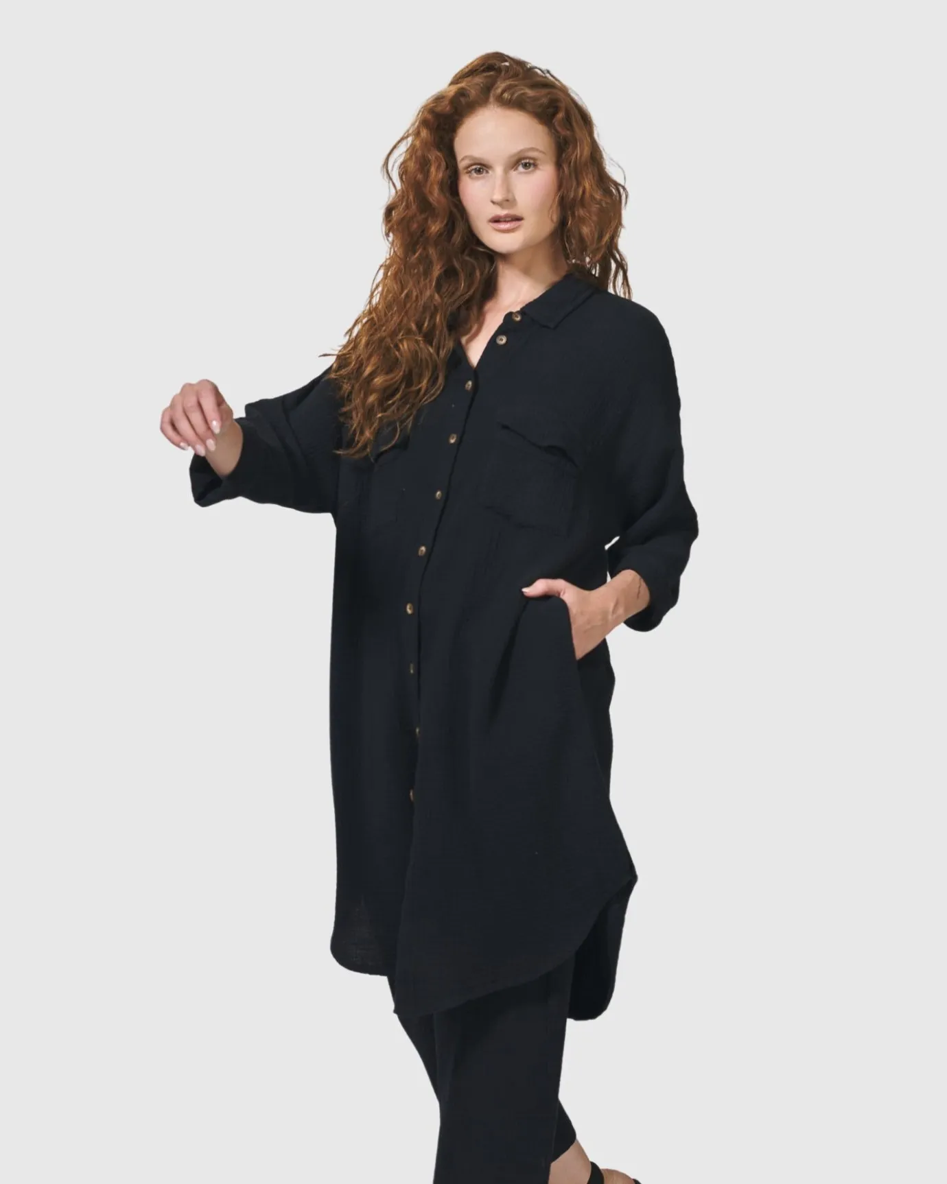 Women Alembika Tops & Tunics<Recreation Shirt Dress, Black