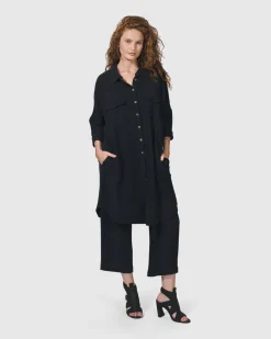 Women Alembika Tops & Tunics<Recreation Shirt Dress, Black