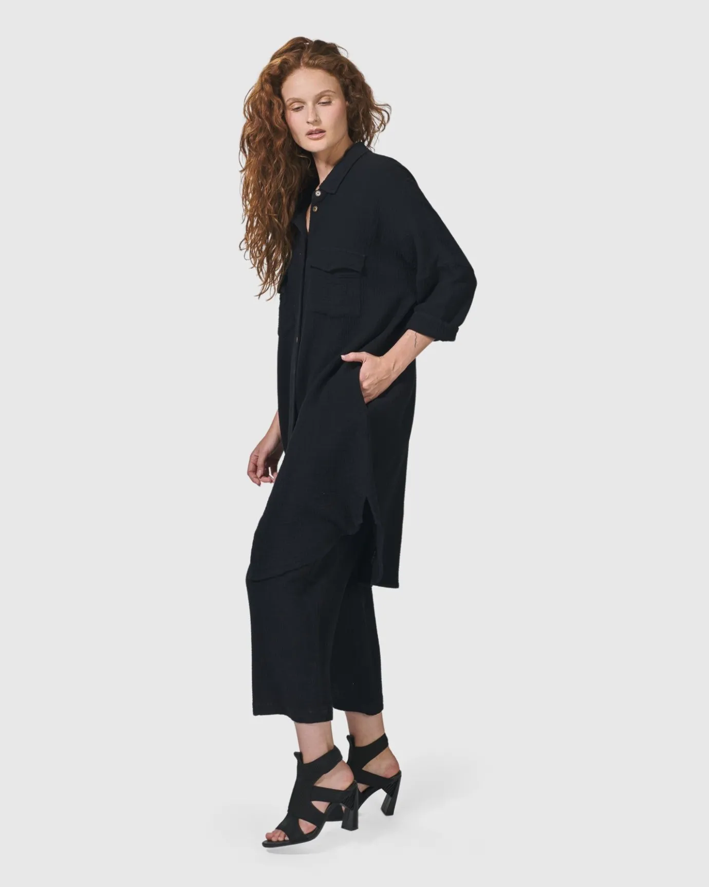 Women Alembika Tops & Tunics<Recreation Shirt Dress, Black