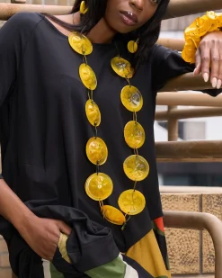 Women Alembika Accessories<Recycled Bottle Painted Necklace, Yellow