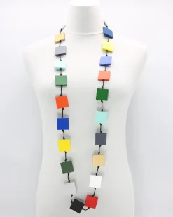 Women Alembika Accessories<Recycled Wood Square Beads Necklace, Multicolor