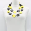 Women Alembika Accessories<Recycled Wood Square Beads Necklace, Black/Yellow