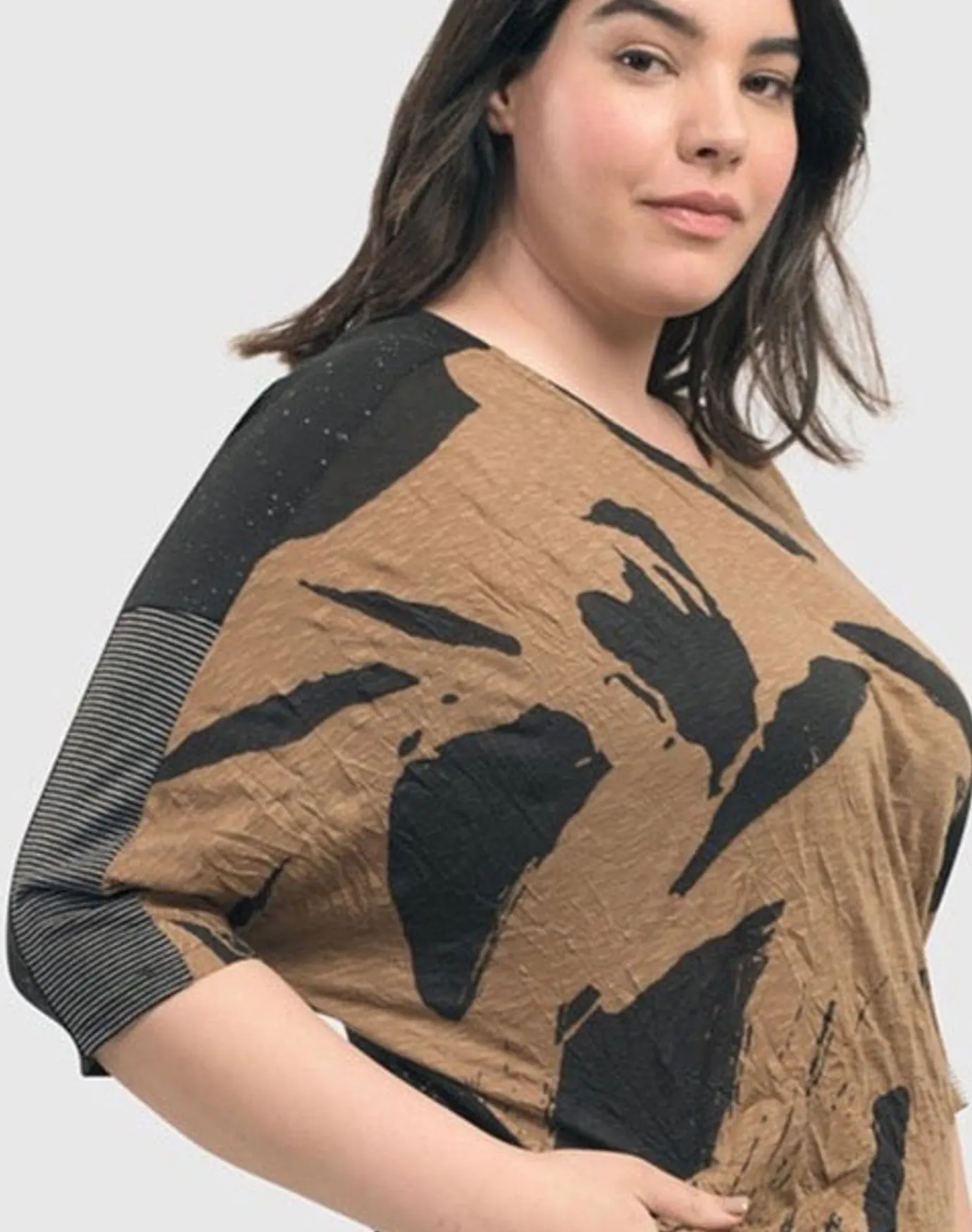 Women Alembika Plus<Ru Crinkle Dolman Top, Sepia