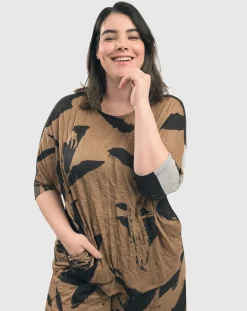 Women Alembika Plus<Ru Crinkle Dolman Top, Sepia