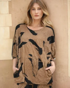 Women Alembika Tops & Tunics<Ru Crinkle Dolman Top, Sepia