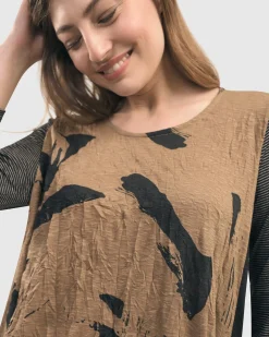 Women Alembika Tops & Tunics<Ru Hi-Lo Crinkle Tunic Top, Sepia