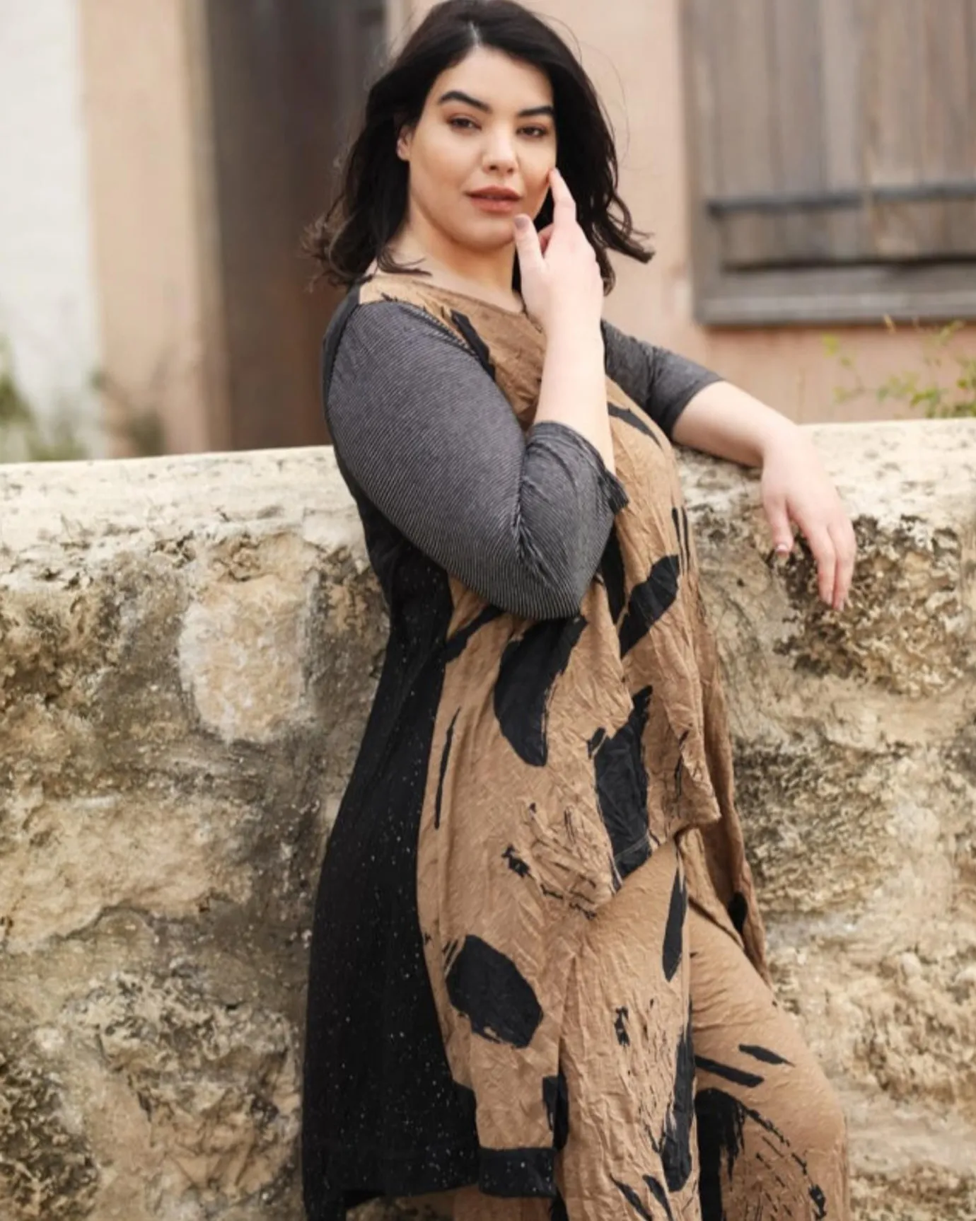 Women Alembika Tops & Tunics<Ru Hi-Lo Crinkle Tunic Top, Sepia
