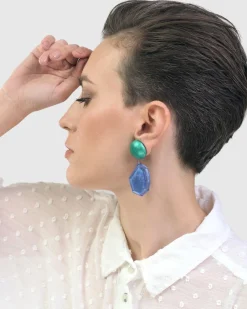 Women Alembika Jewelry<Sea & Sky Drop Earrings, Green/Blue