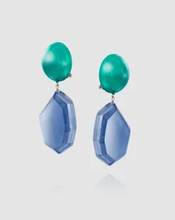 Women Alembika Accessories<Sea & Sky Drop Earrings, Green/Blue