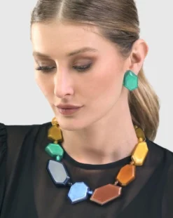 Women Alembika Accessories<Sea Faceted Clip Earrings, Green