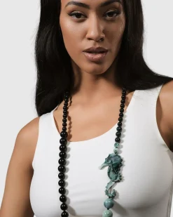 Women Alembika Accessories<Seahorse Bead Necklace, Sea Green