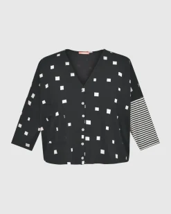 Women Alembika Plus<Skylar Crop Cardigan, Squares
