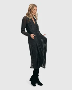 Women Alembika Plus<Soft Chiffon Cocoon Dress, Pewter