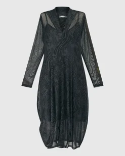 Women Alembika Plus<Soft Chiffon Cocoon Dress, Pewter