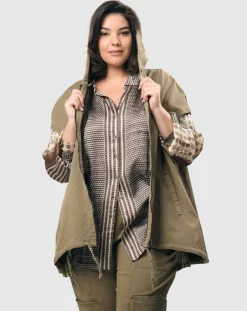 Women Alembika Plus<Soft Twill Drawstring Vest, Khaki