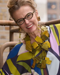 Women Alembika Accessories<3-Strand Recycled Leather Necklaces - Hand Painted Yellow Graffiti