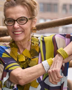 Women Alembika Accessories<3-Strand Recycled Leather Necklaces - Hand Painted Yellow Graffiti