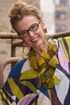 Women Alembika Accessories<3-Strand Recycled Leather Necklaces - Hand Painted Yellow Graffiti